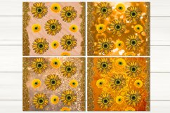 Gold Summer Sunflowers | Seamless tumbler design bundle, JPG Product Image 2