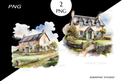 Cottage Clipart, Iralend Clipart, Countryside png Product Image 1