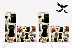 Black Cat Tumbler Design, Cartoon Halloween Bats Tumbler Product Image 2