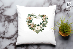 Greenery Floral Heart Wreath Clipart Sublimation PNG Product Image 3