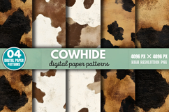 Cowhide Digital Paper Background PNG Product Image 1