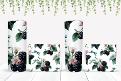 Blackberry Tumbler Wrap Design, Floral Tumbler Sublimation Product Image 2
