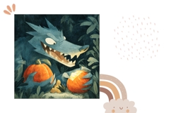 Cartoon Wolf Pillow, Pumpkins Pillowcase, Halloween Pillow Product Image 2