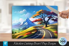Mountain Road Landscape Cutting Board Sublimation Design Product Image 1