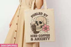 Fueled by iced coffee & anxiety PNG, Iced Coffee Sublimation Product Image 1