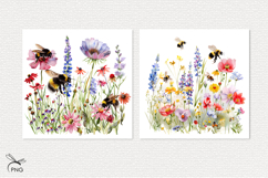 Bumblebees on flowers digital paper, background clipart Product Image 2