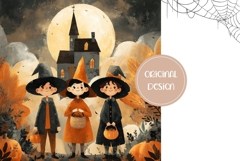 Cartoon Halloween Backgrounds, Kids Halloween Digital papers Product Image 2