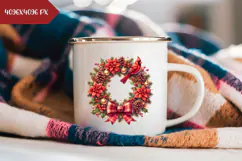 Christmas Wreath Illustration, Cartoon Christmas Bow PNG Product Image 2