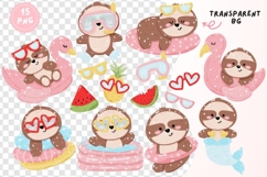 Cute Summer Sloth Clipart Bundle Cute Sloth PNG Animal Png Product Image 2