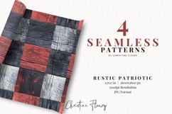 Seamless Cottagecore Patriotic Plaid Wood Digital Paper Product Image 2