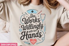 She works willinly with her hands PNG, Nurse Sublimation PN Product Image 3