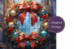 Christmas Wreath Tumbler Wrap, Christmas Sublimation Design Product Image 2