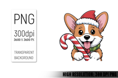 Cute Christmas Dog, Animal Sublimation Clipart PNG Product Image 1