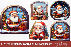 Cute Christmas Santa Claus Peeking Clipart Product Image 1