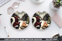 Badger Car Coaster Sublimation| Christmas Coaster PNG Product Image 1