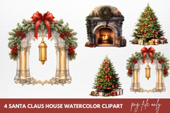 Santa Claus House Watercolor Clipart Product Image 1