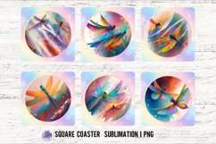 Rainbow Dragonflies Square Coaster Sublimation Design Product Image 2