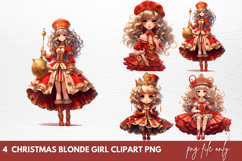 Christmas Blonde Girl Clipart Sublimation Blonde Girl Product Image 1