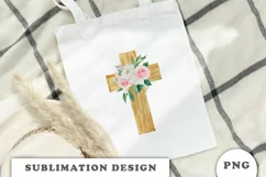 Watercolor Floral cross sublimation Png Product Image 2