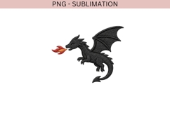 Dragon Embroidery PNG | Gothic Fantasy Dragon Design | Fire Product Image 2