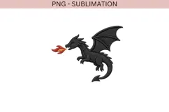 Dragon Embroidery PNG | Gothic Fantasy Dragon Design | Fire Product Image 2