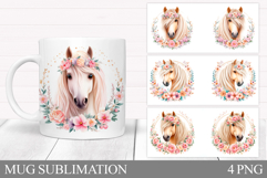Horse Mug Wrap Sublimation. Horse Flowers Mug Wrap Design Product Image 1