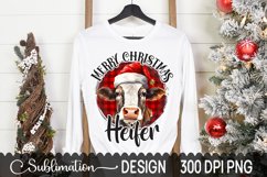 Merry Christmas Heifer Sublimation Design - Heifer PNG Product Image 1