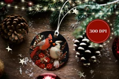 3D Christmas Round Sign, 3D Christmas Birds Ornament Product Image 2