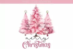 Merry Christmas PNG: Pink Tree Design for Sublimation Product Image 1