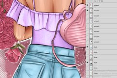 Fashionable girl with flowers clipart Product Image 5