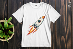 Retro Rocket Ship Watercolor Clipart Sublimation PNG Product Image 2