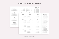 2030 Year Calendar with Holidays, Landscape, Printable Product Image 2