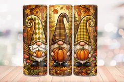 Fall Gnomes 20 OZ Skinny Tumbler Wrap Sublimation PNG. Product Image 2