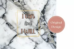 White Marble Tumbler Wrap, I Can And I Will Tumbler PNG Product Image 2