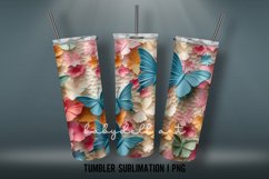 3D Butterflies Tumbler | Sublimation 3D Tumbler Wrap Product Image 2