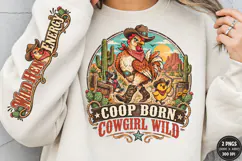 Cowgirl Chicken Front Sleeve PNG, Western Hen Sleeve Shirt D Product Image 2