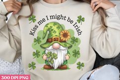 Kiss me I might be Irish PNG, St Patricks Day Gnome Sublimat Product Image 1