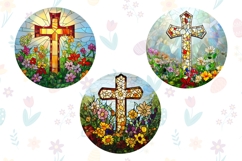 Stained Glass Cross Keychain Template, Christian Cross PNG Product Image 2