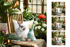Cartoon Easter Pillow Design, Easter Bunny Pillow Case Product Image 2