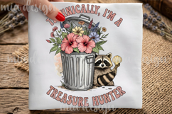 Treasure Hunter PNG - Cute Raccoon Png - Floral Sublimation Product Image 1