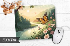Butterfly Bliss in Nature's Embrace Mouse Pad PNG Design Product Image 1