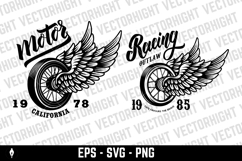 Emblem featuring a spoked wheel with large spread wings Product Image 2