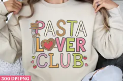 Pasta Lover Club PNG, Coquette Bow Positive Funny Quotes PNG Product Image 1