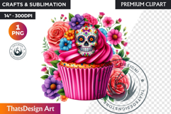 Floral Day of the Dead Clipart PNG sugar skull la catrina Product Image 1