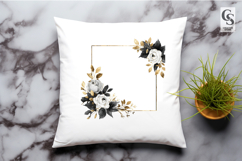 Black Gold Rose Floral Frame Clipart Sublimation PNG Product Image 3