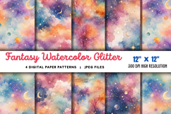 Fantasy Watercolor Glitter Background JPG Product Image 1