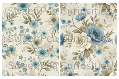 Shabby Chic, Blue, Paper, Floral, Papers, Junk Journal Product Image 2