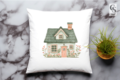 Floral Cottage House Illustration Clipart Sublimation PNG Product Image 2