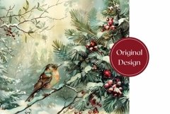 Christmas Bird Tumbler Wrap, Winter Forest Tumbler PNG Product Image 2