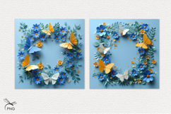 Wreath of paper flowers digital paper, background clipart Product Image 2